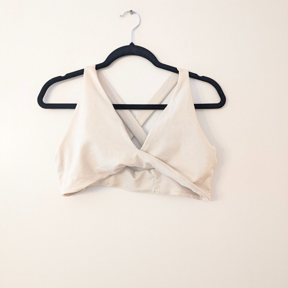 Ilus Cinch Allure Twist Front Strappy Sports Bra Cream / Off-White Size XL